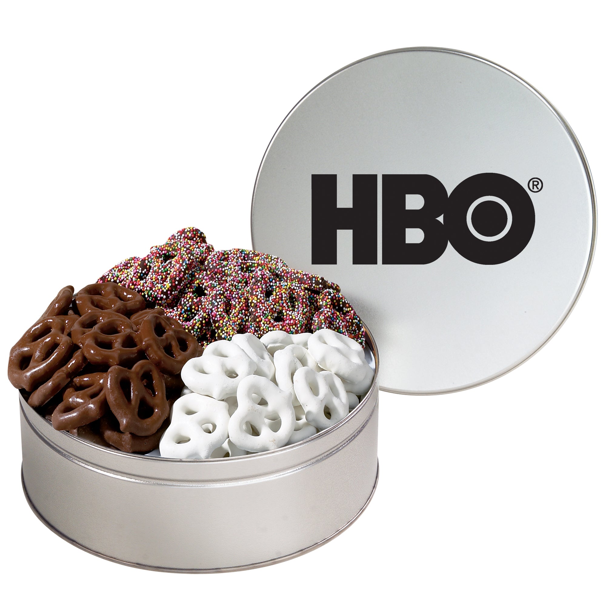 Large 3 Way Chocolate Pretzel Tin