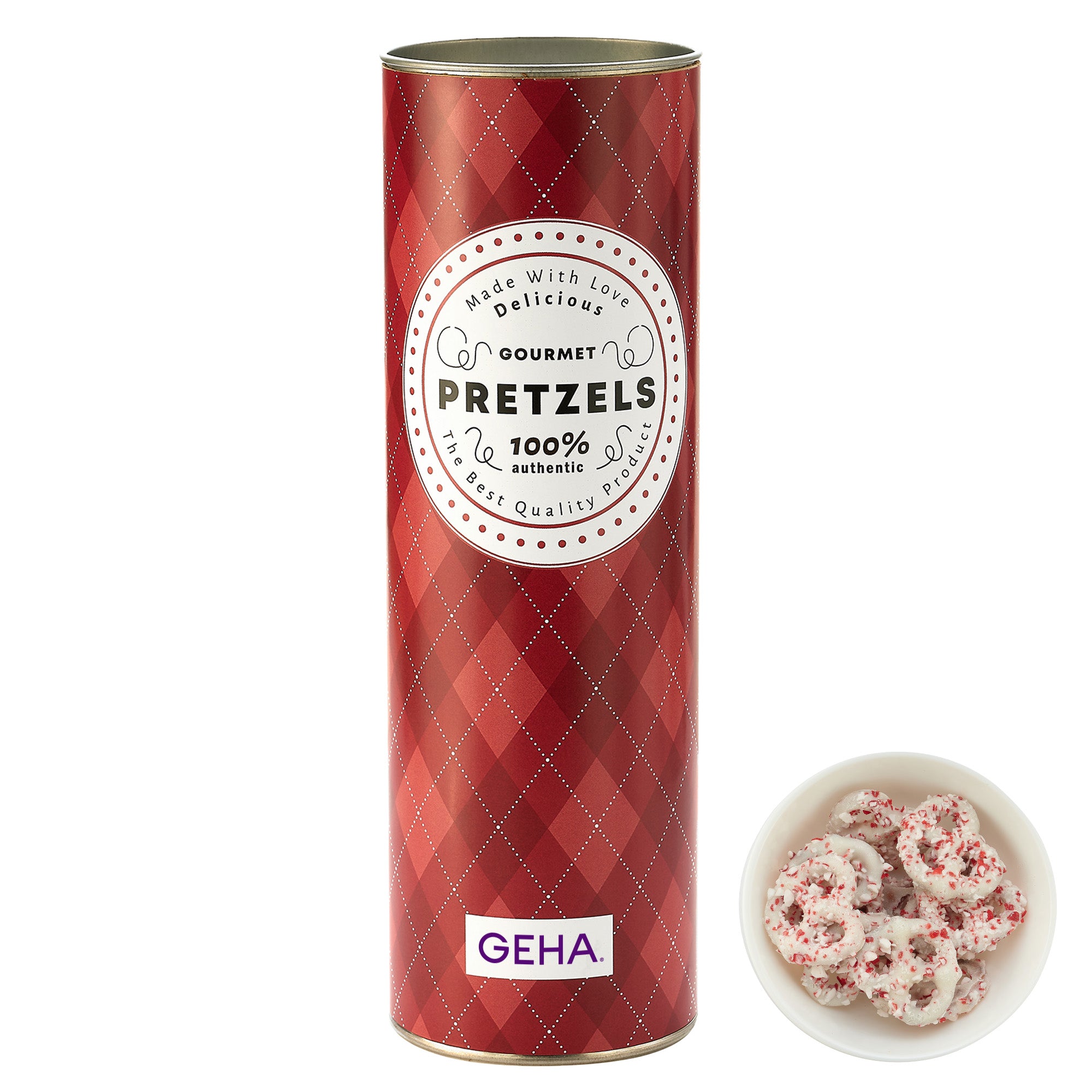 8 inch Gift Tube with Chocolate Pretzels
