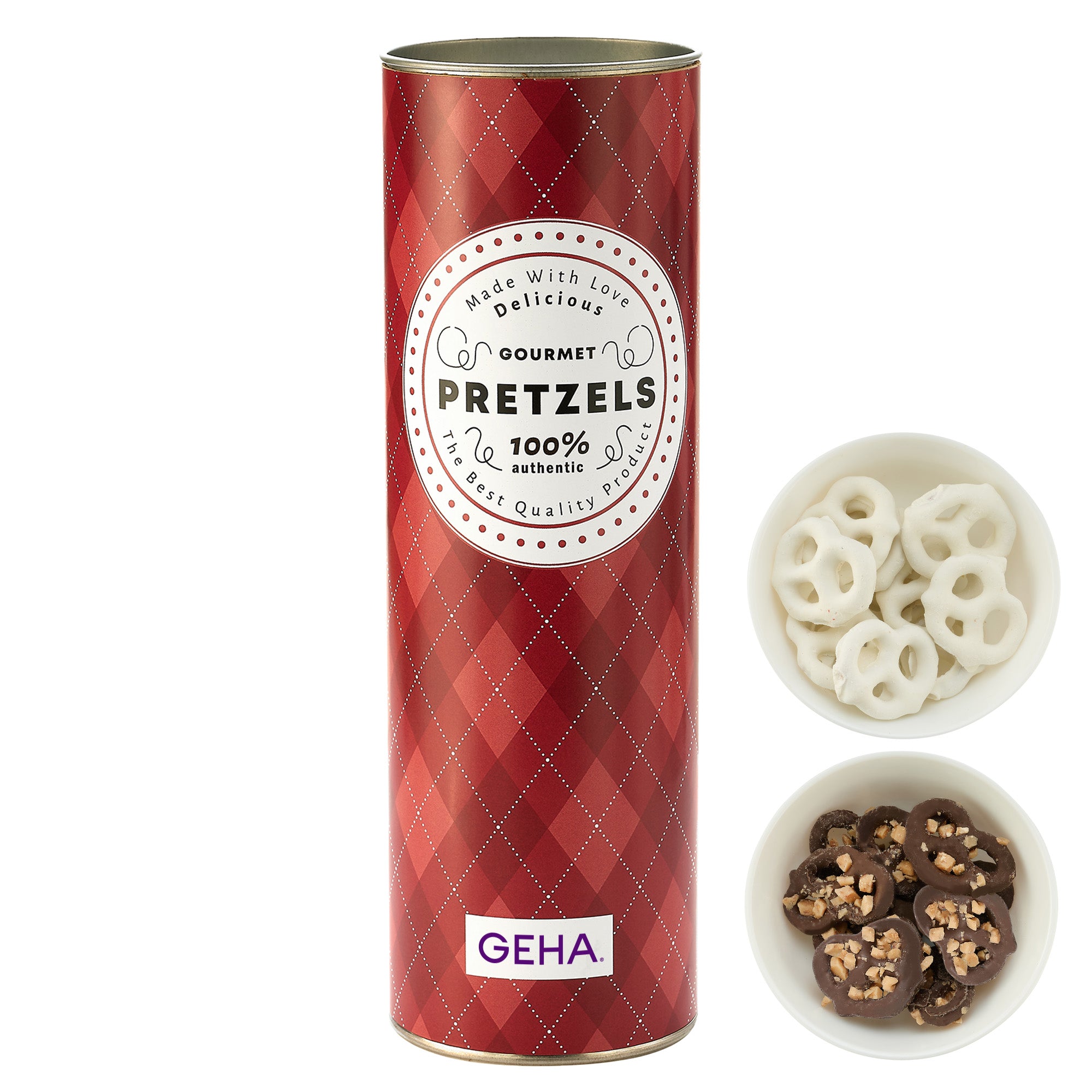 8 inch Gift Tube with Chocolate Pretzels