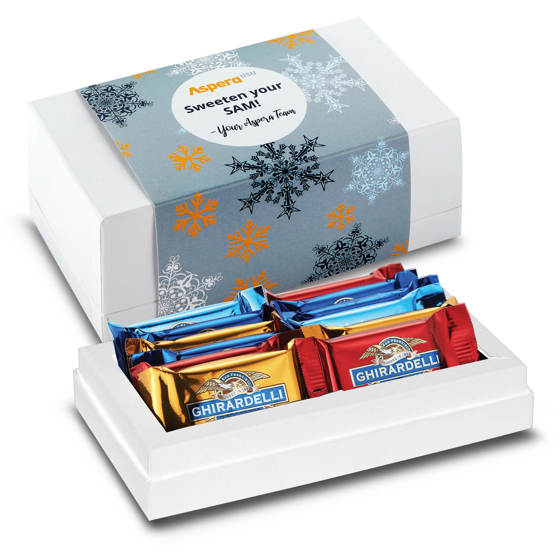 14 Piece Ghirardelli® Square Gift Box in white