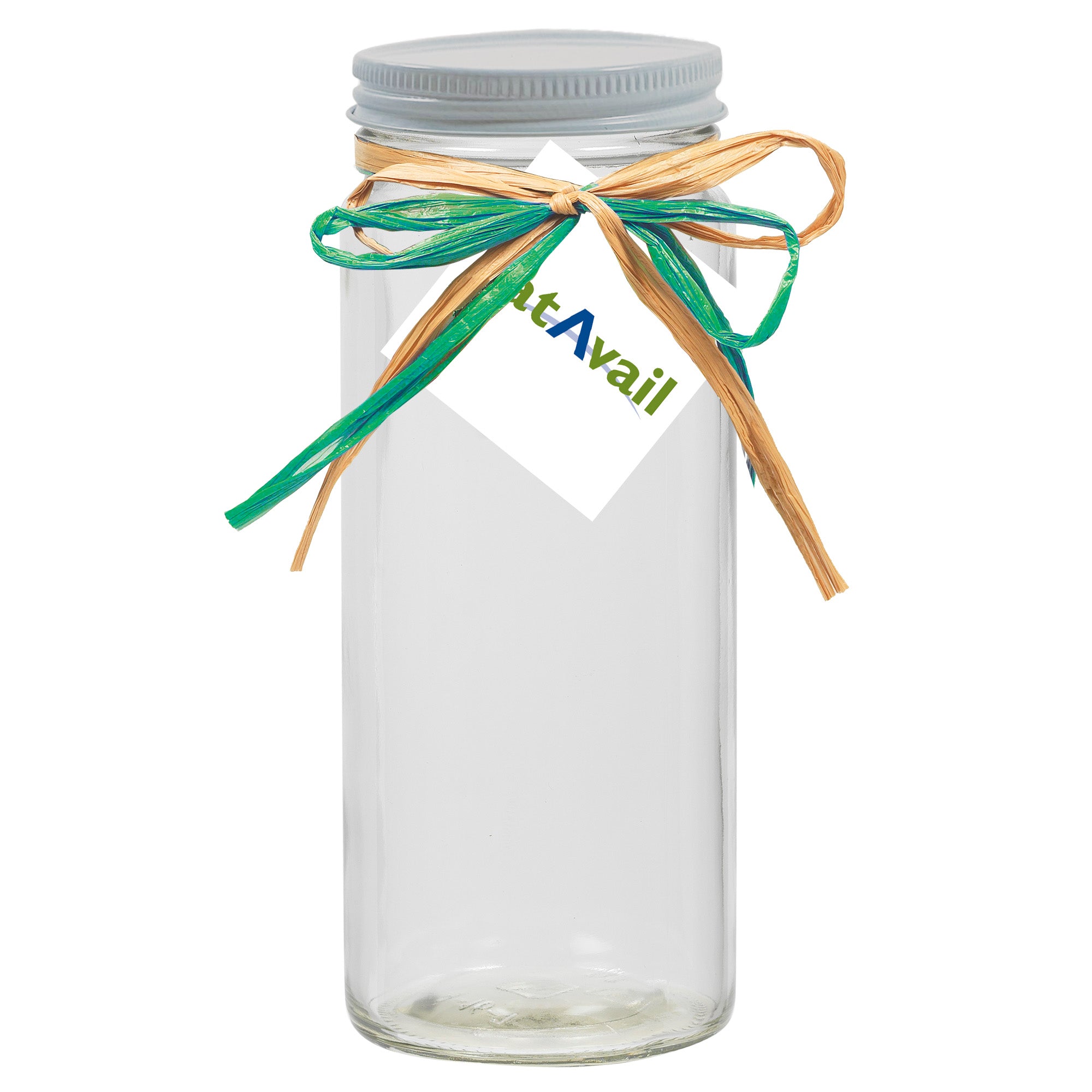 Contemporary Glass Mason Jar with Raffia Bow