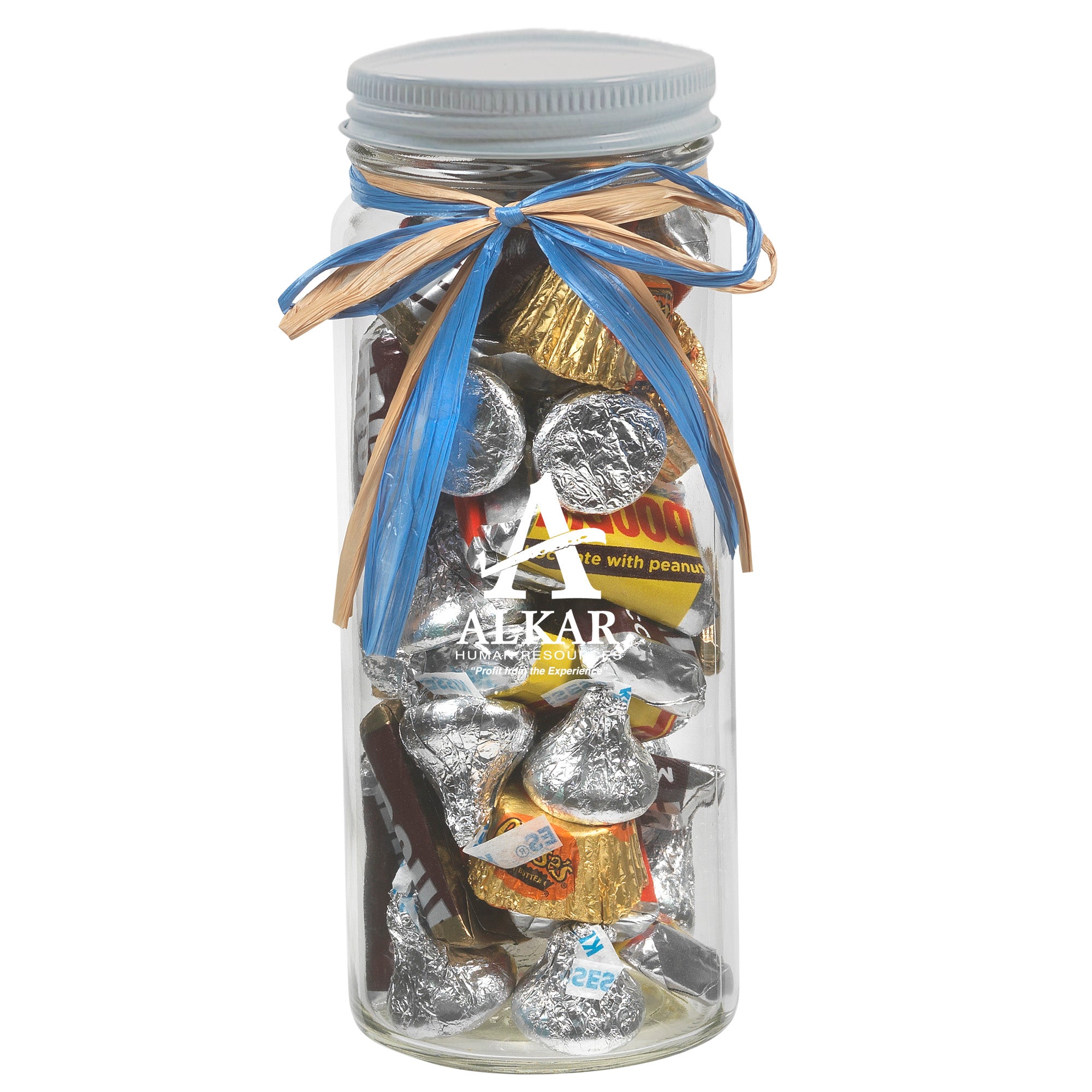 Contemporary Glass Mason Jar with Raffia Bow