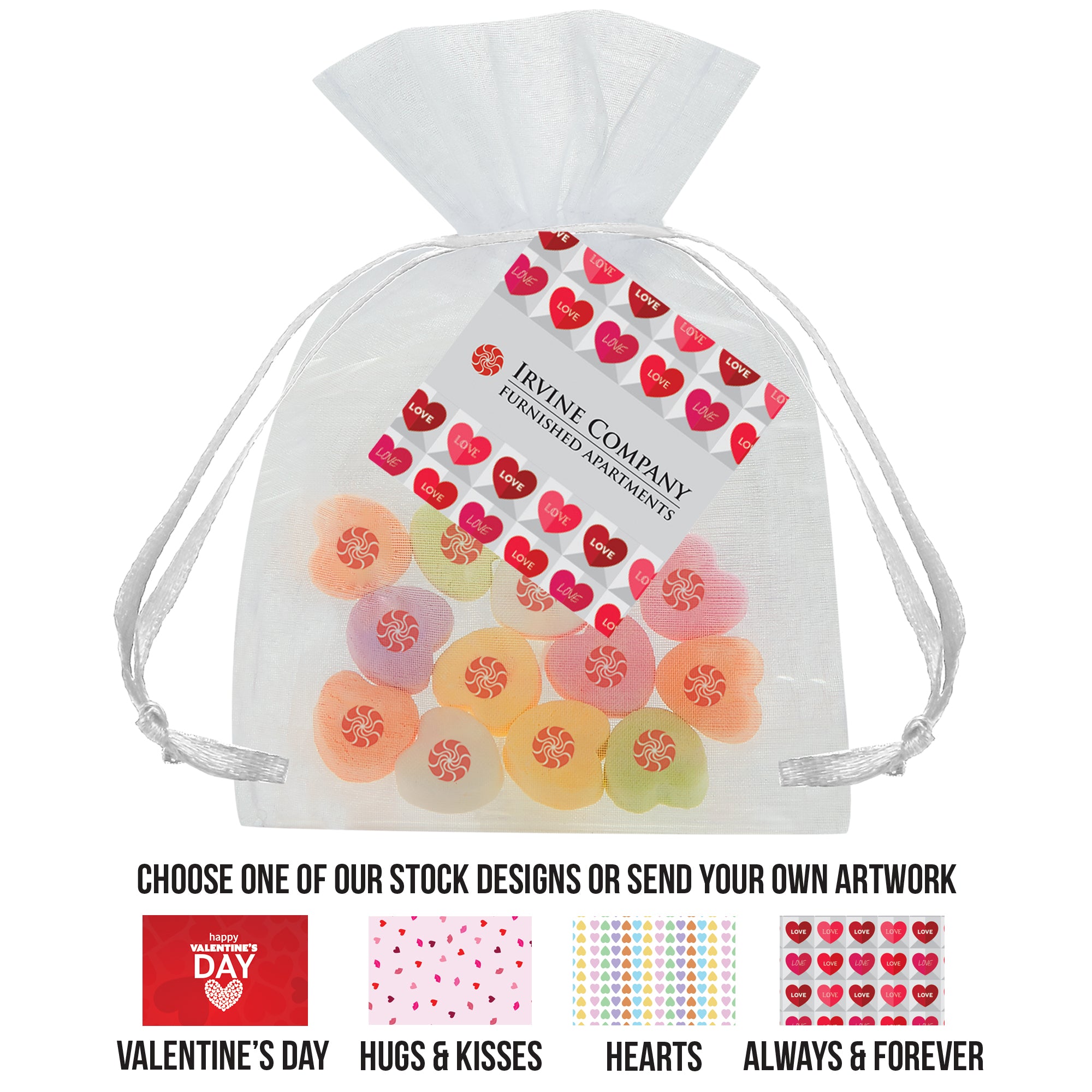 Conversation Heart Organza Bags