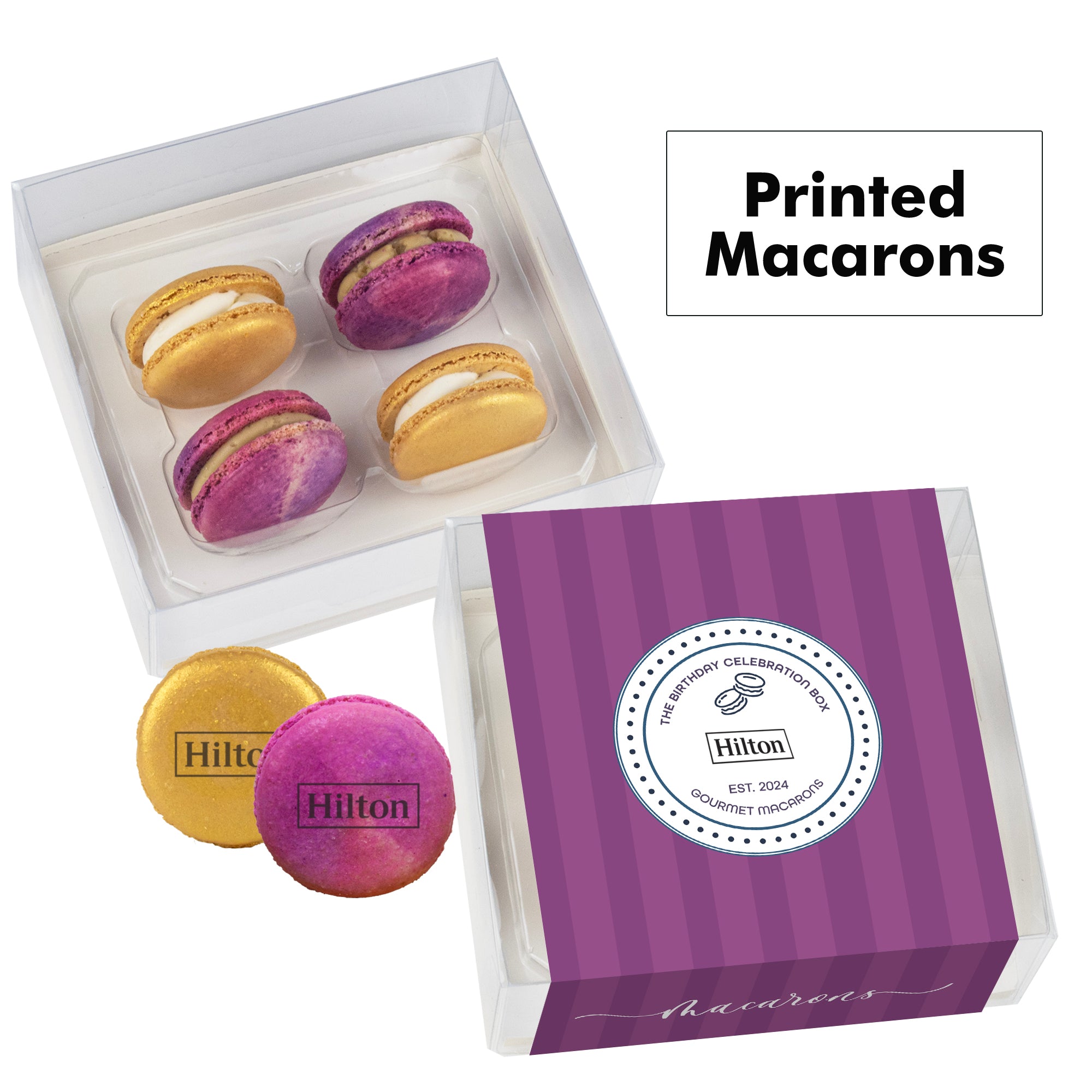 Printed Macaron Gift Set / 4 Pack