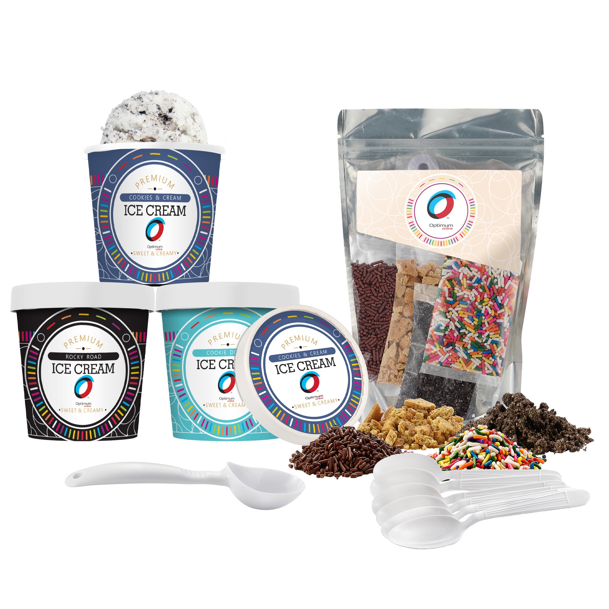 Handcrafted Ice Cream with Ice Cream Topping Kit - 3 Pint Bundle