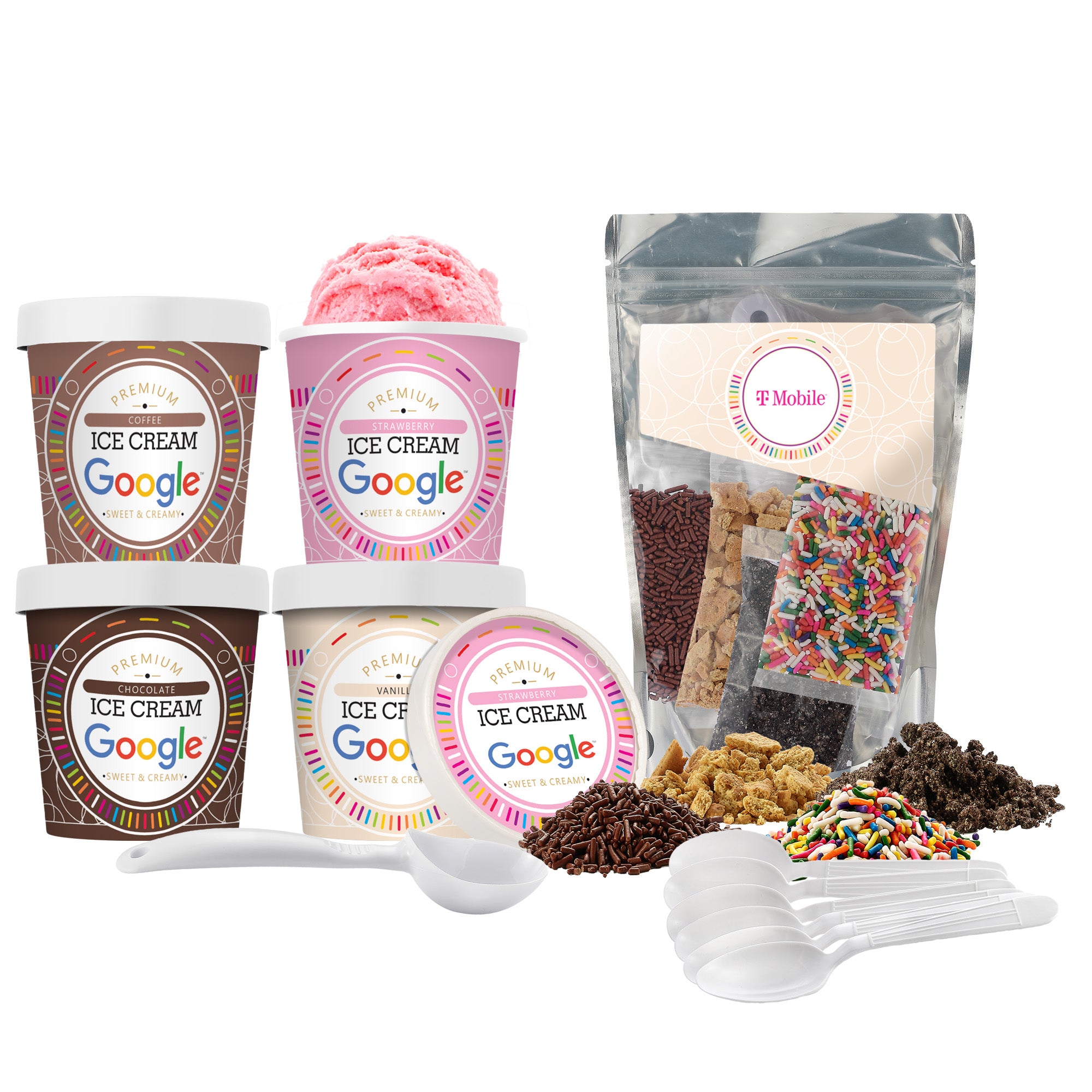 Handcrafted Ice Cream with Ice Cream Topping Kit - 4 Pint Bundle