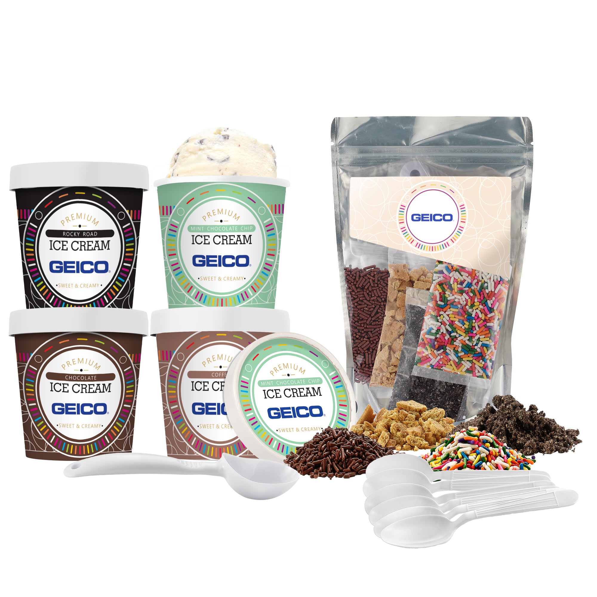 Handcrafted Ice Cream with Ice Cream Topping Kit - 4 Pint Bundle