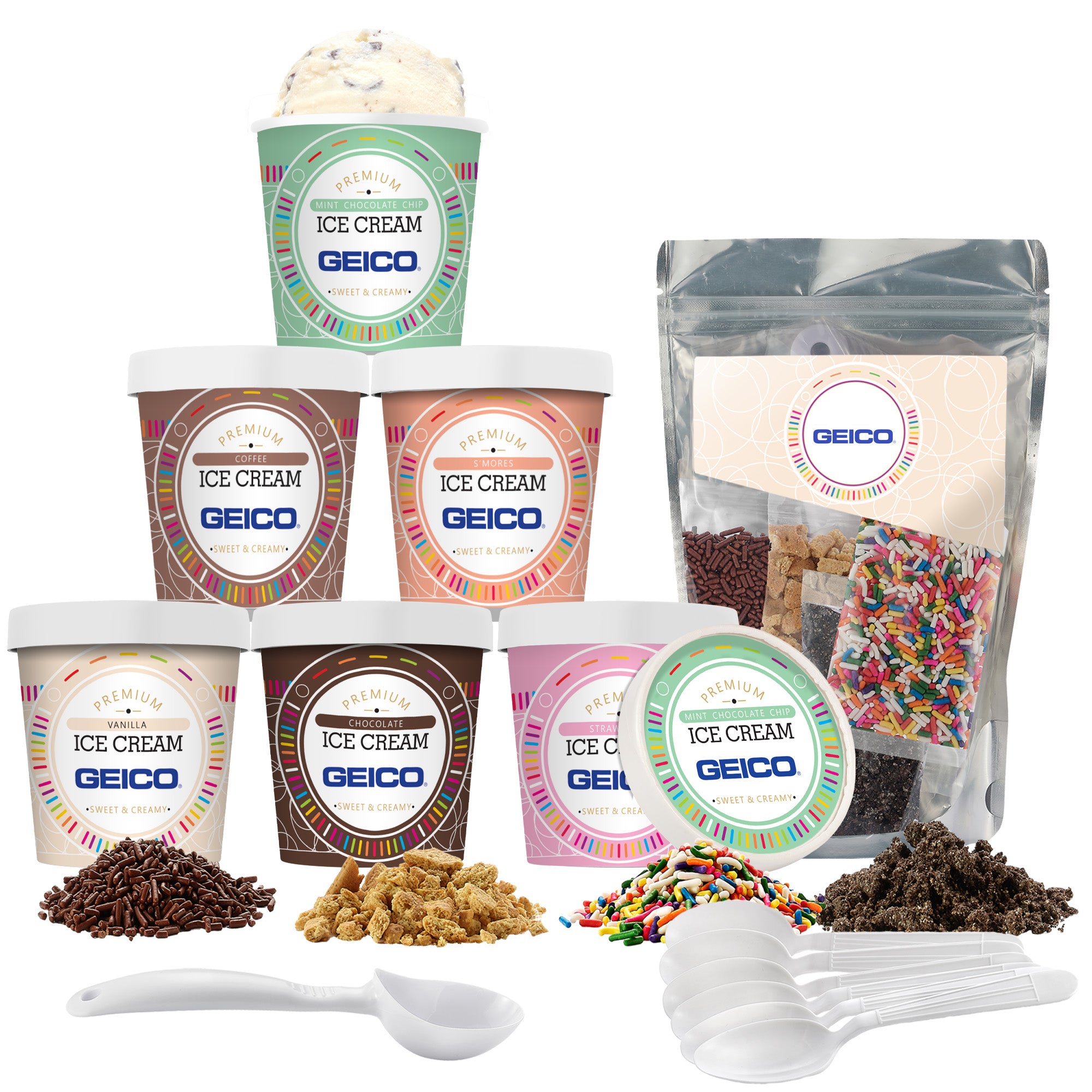 Handcrafted Ice Cream with Ice Cream Topping Kit - 6 Pint Bundle