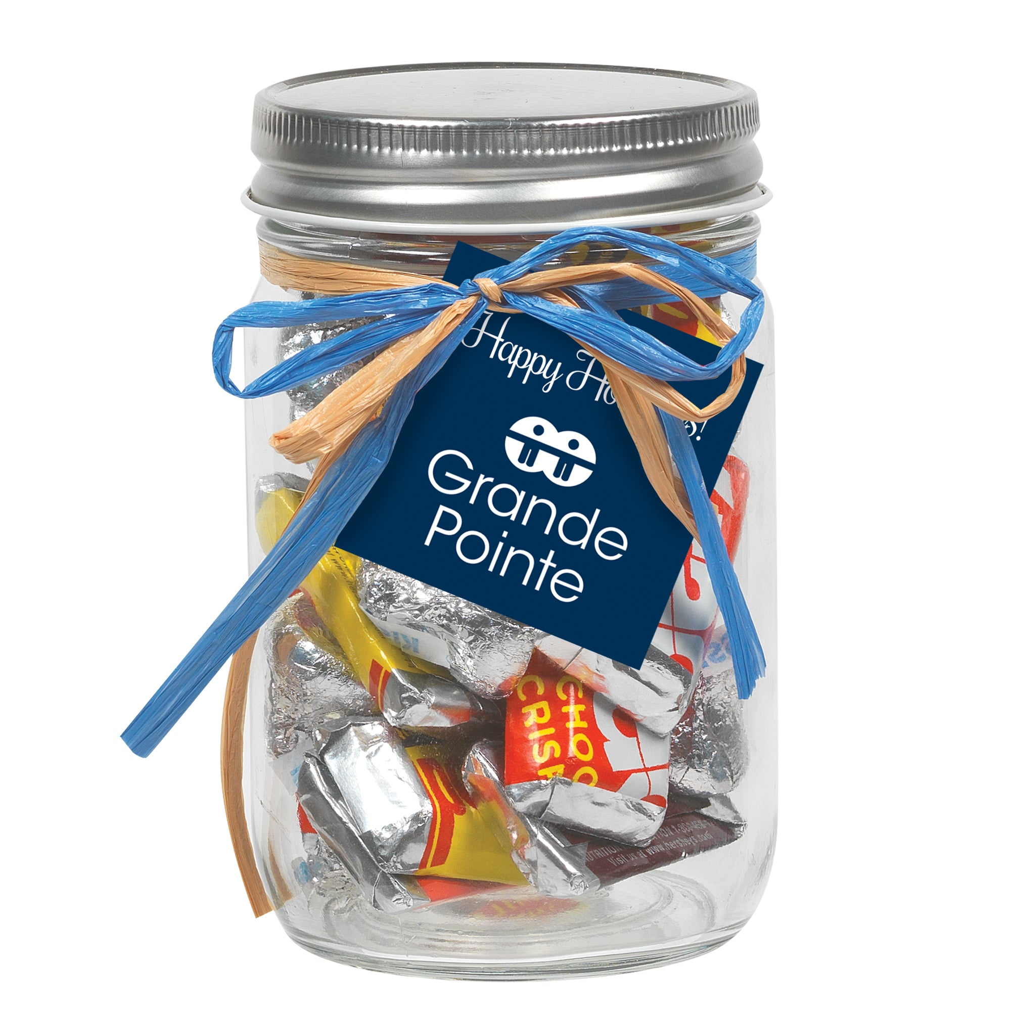 Glass Mason Jars with Raffia Bow