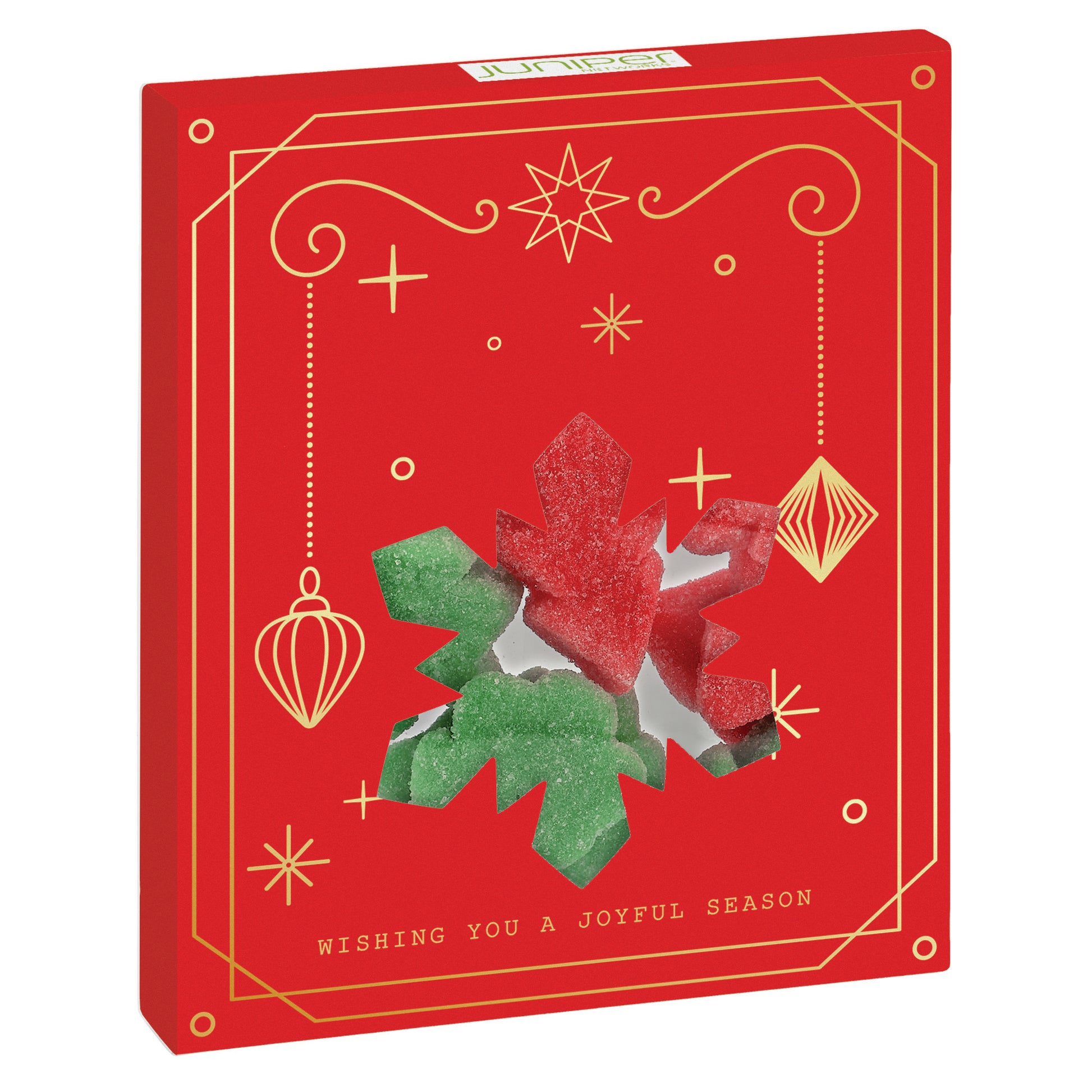 Window Box with Holiday Confections Snowflake / Gummy Holiday Trees