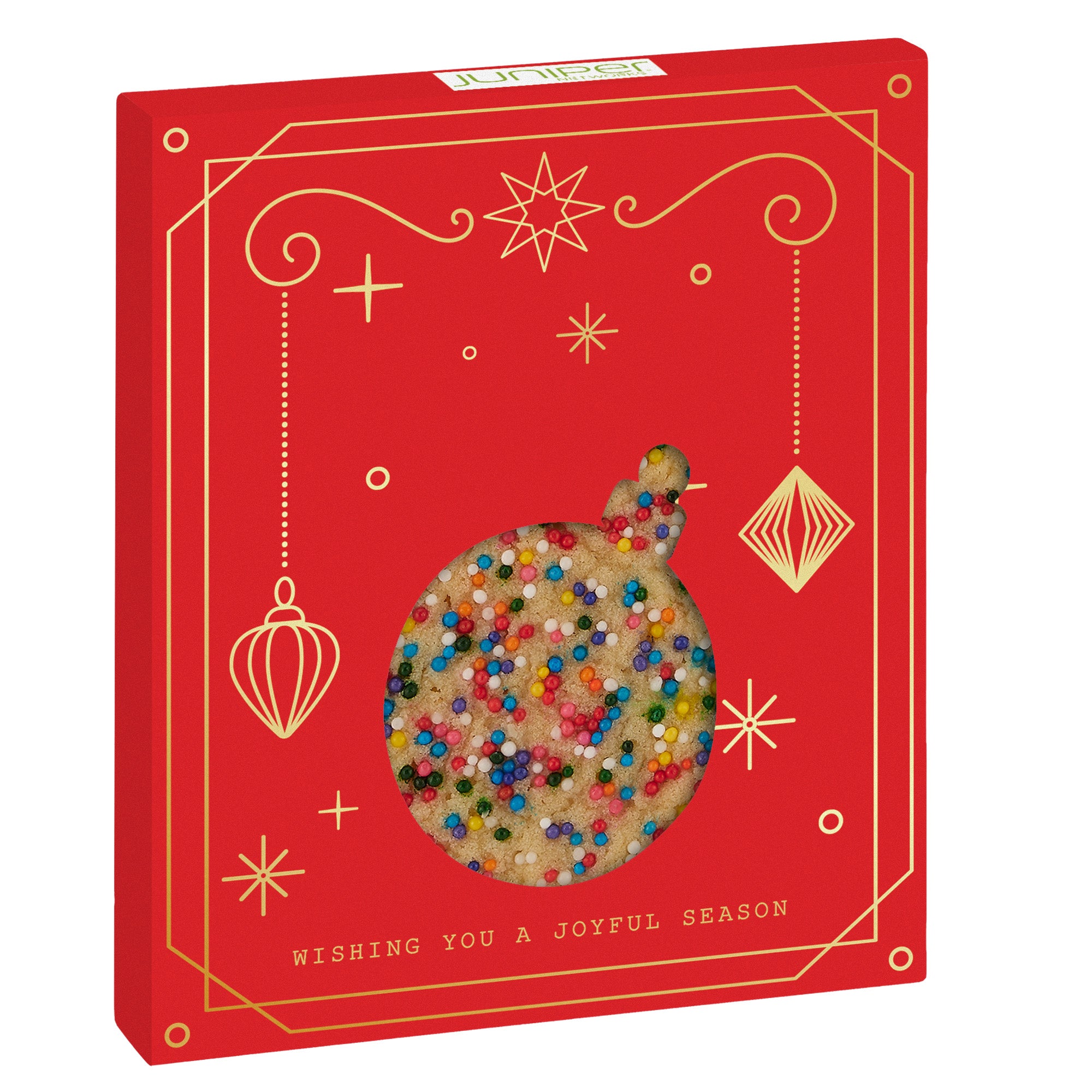 Holiday Window Box with Gourmet Cookie Ornament / Sugar Cookie with Rainbow Nonpareils