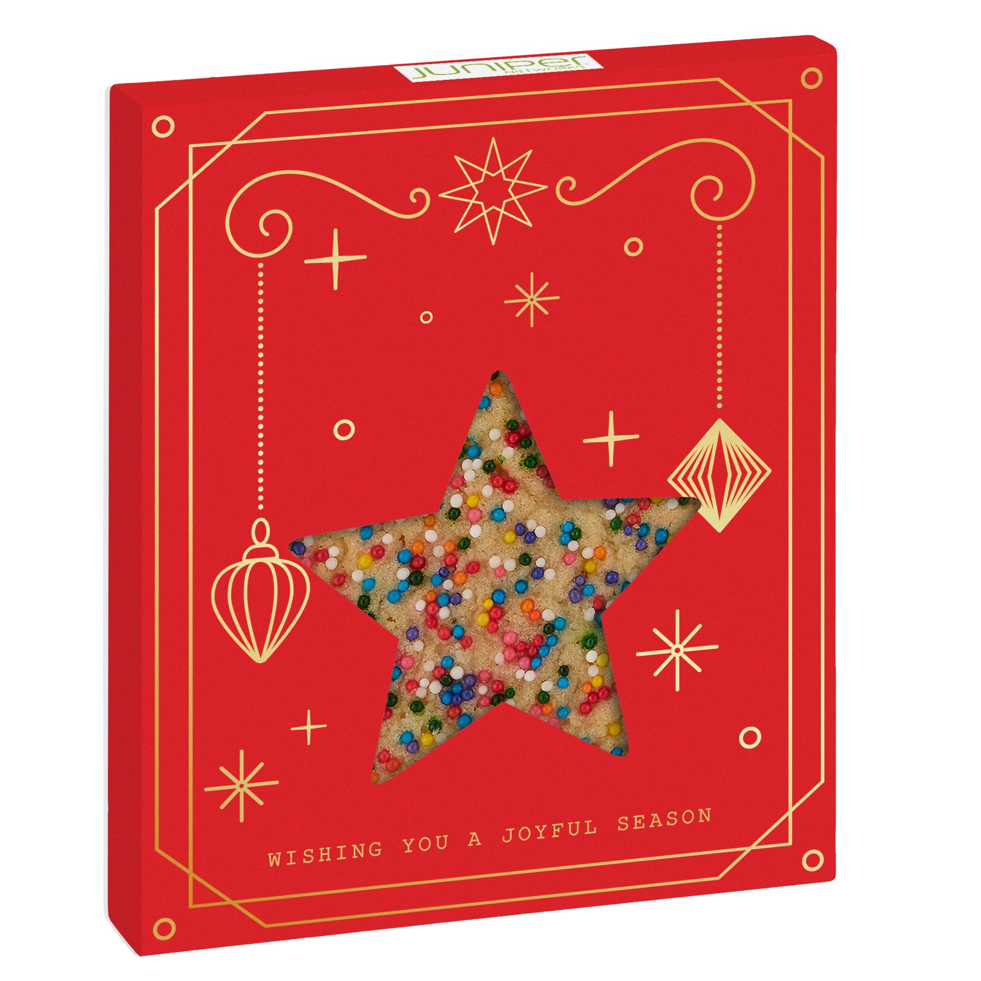 Holiday Window Box with Gourmet Cookie Star / Sugar Cookie with Rainbow Nonpareils